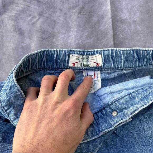Women's Vintage 80's Orvis Light Blue Jean Denim Shorts Skirt Sz 8P (26 Waist) - Picture 5 of 7